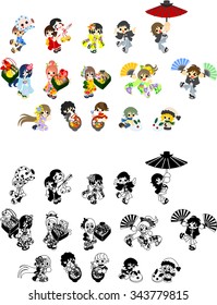 Cute icons of various people