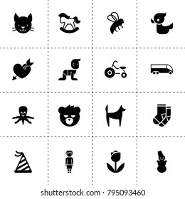 Cute icons. vector collection filled cute icons. includes symbols such as bee, snowman, party hat, grandmother, dog, cat, duck. use for web, mobile and ui design.