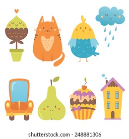 Cute icons vector set