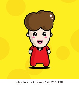 Cute Idol With Red Outfit Vector Character Illustration