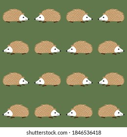 Cute Igel pattern on a green background