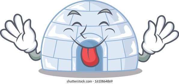 Cute igloo cartoon mascot style with Tongue out