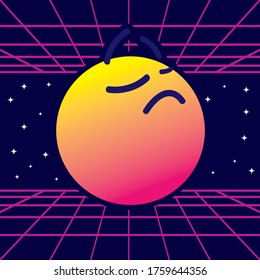 Cute ignoring retro emoticon, vintage emoji - vector illustration