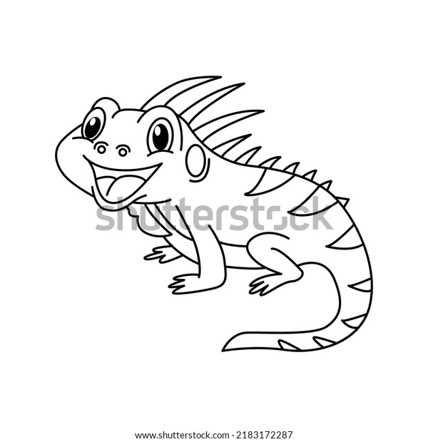 Cute Iguana Cartoon Coloring Page Illustration Stock Vector (Royalty ...