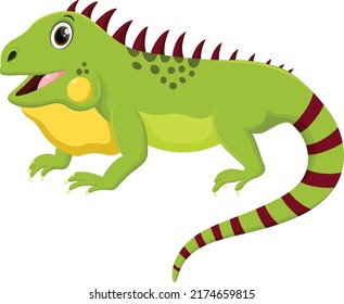 Cute Iguana Cartoon Isolated On White Stock Vector (Royalty Free ...