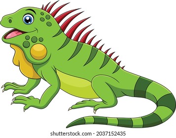 Cute Iguana Cartoon Vector Illustration