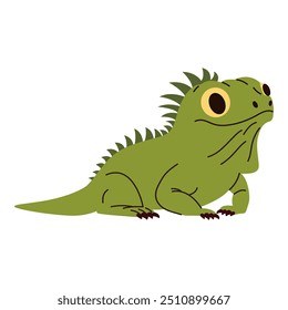 Iguana bonita em um fundo branco. Ilustração de vetor plano em estilo filho simples 