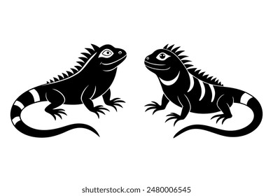 Cute Iguana vector art silhouette