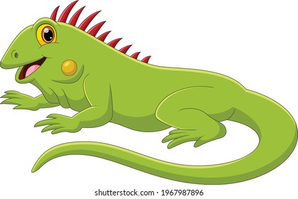 cute iguanas cartoon on a white background