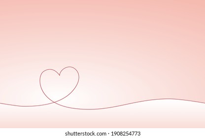 cute illustation of single line forming a heart on a pink gradient background