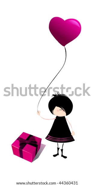 Cute Illustrated Abstract Emo Girl Gift Stock Vector Royalty Free 44360431