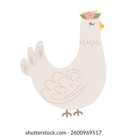 Cute illustrated chick with a flower crown on its head