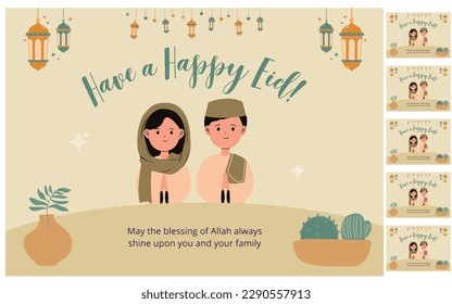  Cute Illustrated Eid Al-Fitr Greeting Card. Send your Eid Al-Fitr greetings in style with our Cute Illustrated Greeting Card. Featuring charming and adorable illustrations