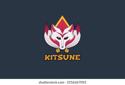 Cute illustrated logo of a Kitsune