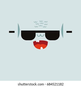 Cute illustrated monster. Picture for children. The head of the devil.