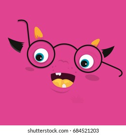 Cute illustrated monster. Picture for children. The head of the devil.
