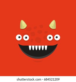 Cute illustrated monster. Picture for children. The head of the devil.