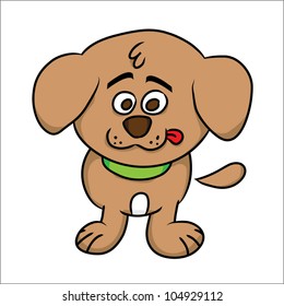 Cute, illustrated puppy dog.