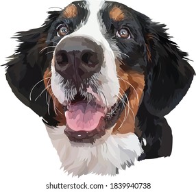 Cute illustrated puppy dog with tongue hanging out