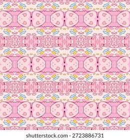 Design perfeito bonito ilustrado com padrão, abstrato, pastel, simetria, textura, formas rosa lúdico ideal para crianças, impressões de moda e fundos criativos.