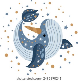 Cute illustration with adorable whale
