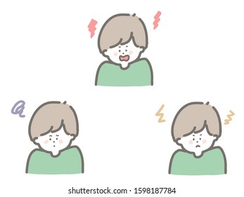 It is a cute illustration of an angry boy.