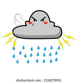 cute illustration of angry cloud