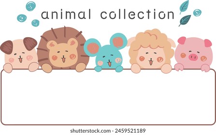 Cute illustration of animals lined up in a row