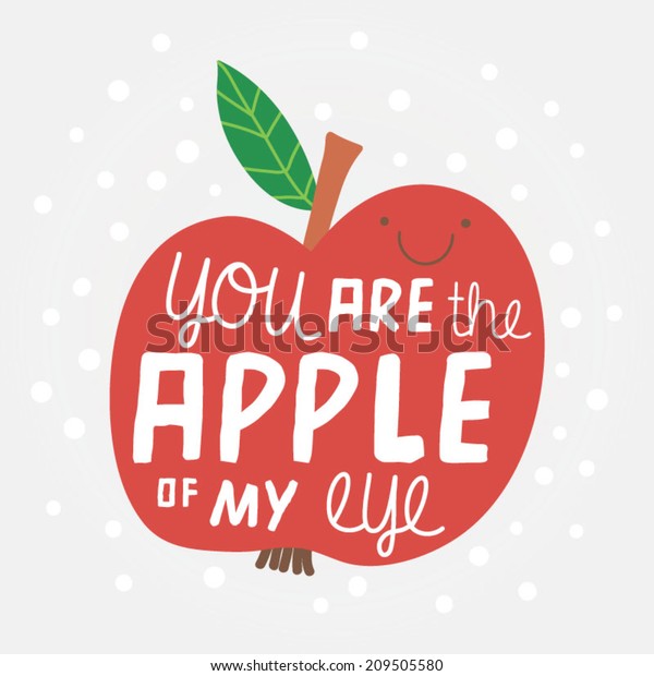 リンゴの入ったかわいいイラスト コンセプトの背景あなたは私の目の中のリンゴです フルーツを持つおかしな漫画 のベクター画像素材 ロイヤリティフリー