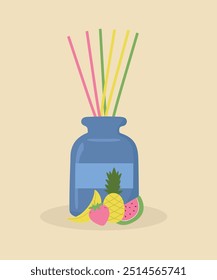 Cute Illustration with Aroma Diffuser at Fruits Smell