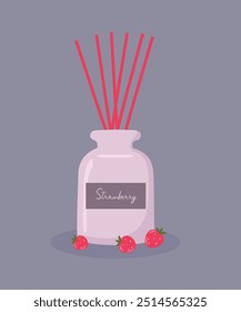 Cute Illustration with Aroma Diffuser at Strawberry Smell