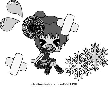 The cute illustration of autumn and winter -Ice skating-