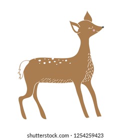 Cute Illustration of a Baby Deer smiling with closed eyes