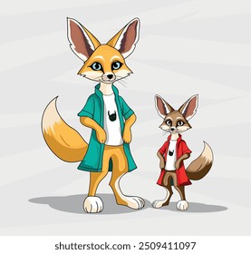 Nette Illustration von Baby Fuchs und Mama Fuchs