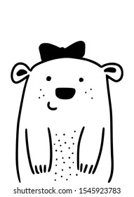 Cute illustration of a baby girl teddy bear on white background. Perfect for posters, banners, prints, greeting cards, etc. Christmas, baby shower, birthday theme. EPS 10