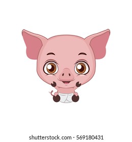 Cute illustration of baby piglet