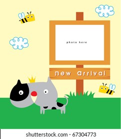 cute illustration baby puppy board