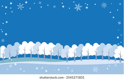 Cute illustration background material of winter snowy forest