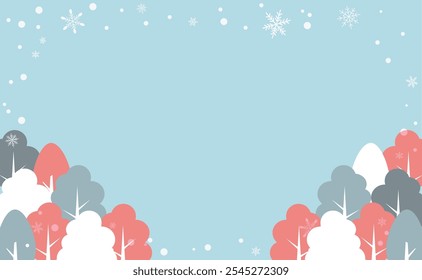 Cute illustration background material of winter snowy forest