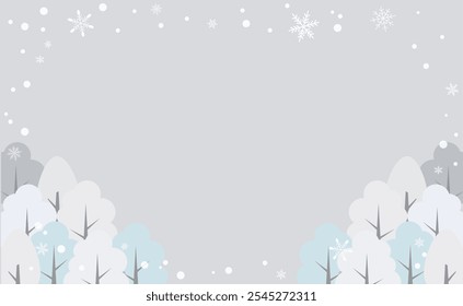 Cute illustration background material of winter snowy forest