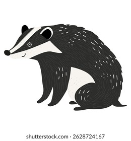 Ilustração bonita de animal texugo, arte vetorial conceitual isolada no branco.