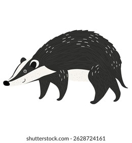 Ilustração bonita de animal texugo, arte vetorial isolada no branco.