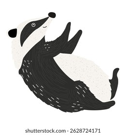 Ilustração bonita de animal texugo, arte vetorial isolada no branco.
