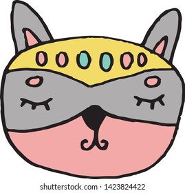 Cute illustration of a badger, raccoon in limited color. Kids illustration. I. Cartoon animal on an isolated white background