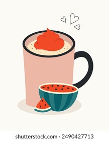 Cute Illustration Banana Drink at Cream