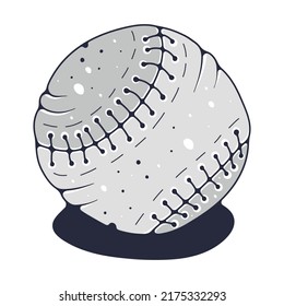 Cute illustration with baseball ball. Isolated on a white background. Vector doodle illustrations.