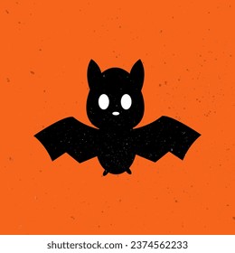 Cute illustration of Bat. Happy Halloween. Vector cute bat. Hand drawn magic characters for kids. Ideal for cards, poster, prints.