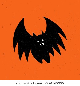 Cute illustration of Bat. Happy Halloween. Vector cute bat. Hand drawn magic characters for kids. Ideal for cards, poster, prints.