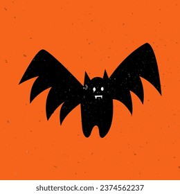 Cute illustration of Bat. Happy Halloween. Vector cute bat. Hand drawn magic characters for kids. Ideal for cards, poster, prints.