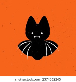 Cute illustration of Bat. Happy Halloween. Vector cute bat. Hand drawn magic characters for kids. Ideal for cards, poster, prints.